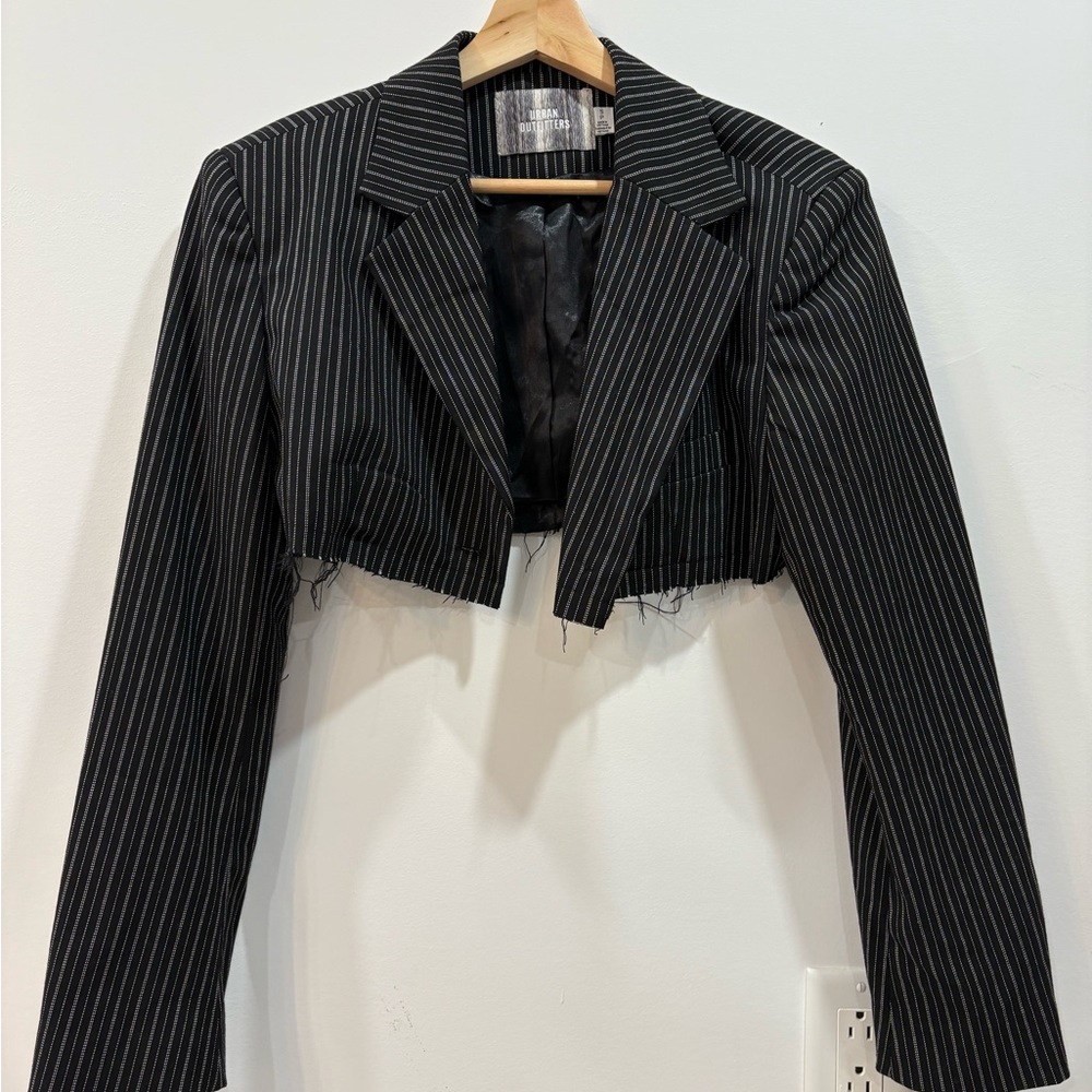 Urban Outfitters Black Striped Cropped Blazer